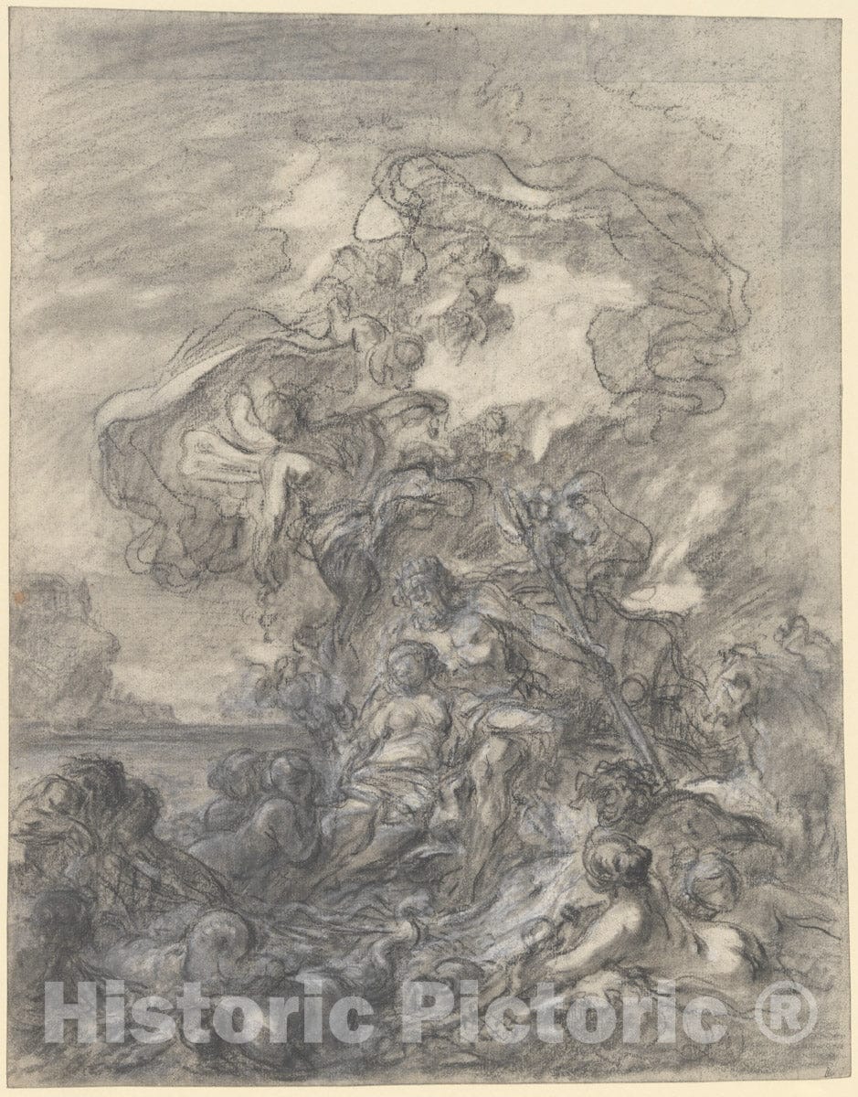 Art Print : Gabriel François Doyen - Allegory of Fishery: Neptune and Amphitrite 2 : Vintage Wall Art