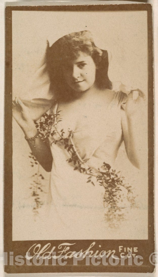 Photo Print : Actress Wearing Costume with sash of Vines, from The Actresses Series (N664) Promoting Old Fashion Fine Cut Tobacco : Vintage Wall Art