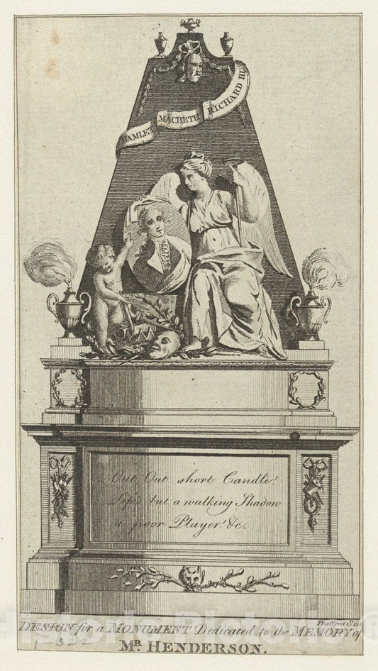 Art Print : Thomas Prattent - A Design for a Monument Dedicated to The Memory of Mr. Henderson : Vintage Wall Art