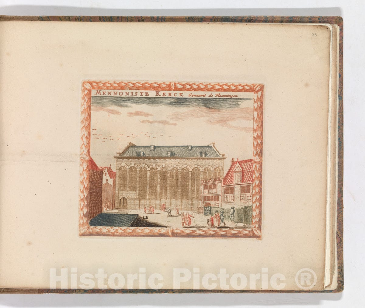 Art Print : Carel Allard - 'Mennoniste Kerckf', in: Tooneel Der Voornaamste Nederlands Huizen, En Lust Hoven, Naar T Leven Afgebeeld : Vintage Wall Art