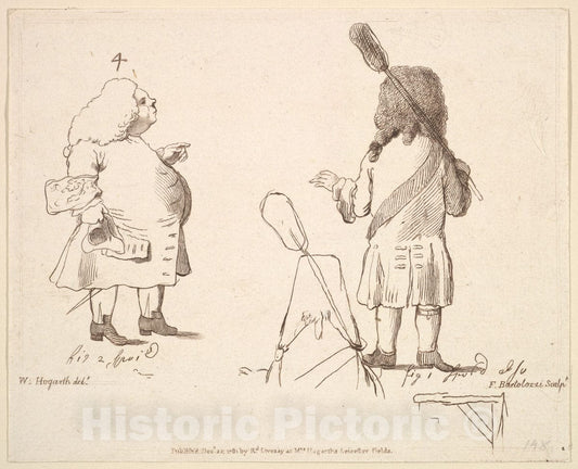 Art Print : Francesco Bartolozzi - Caricatures of Lord Melcombe and Lord Winchelsea : Vintage Wall Art