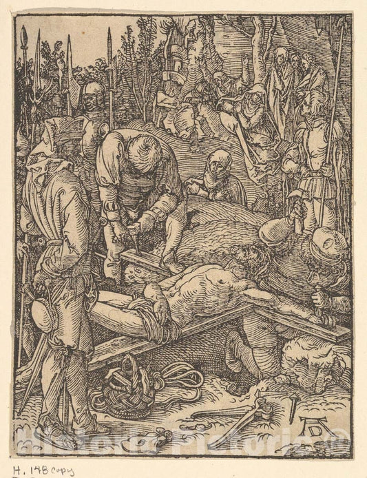 Art Print : Johannes Mommaert - Christ Nailed to The Cross, from The Little Passion (Copy) : Vintage Wall Art