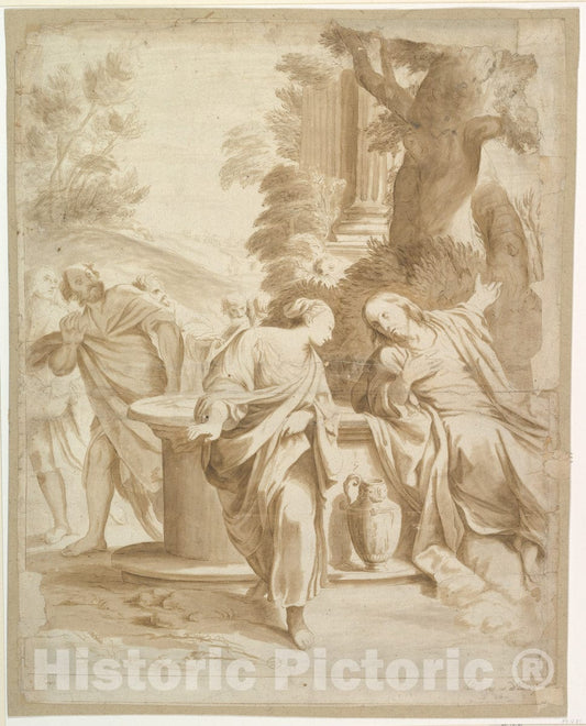 Art Print : After Annibale Carracci - Christ and The Woman of Samaria : Vintage Wall Art
