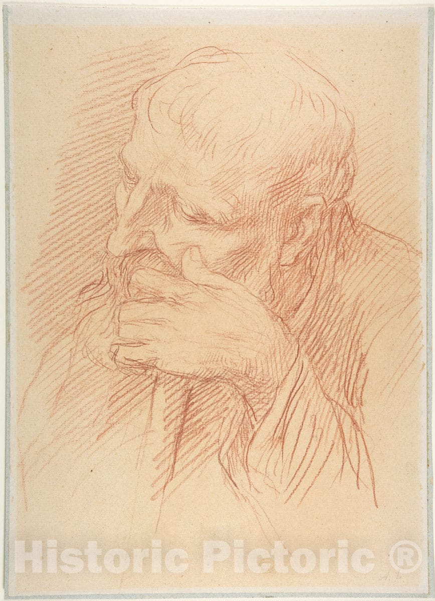 Art Print : Alphonse Legros - Study of a Head 1 : Vintage Wall Art