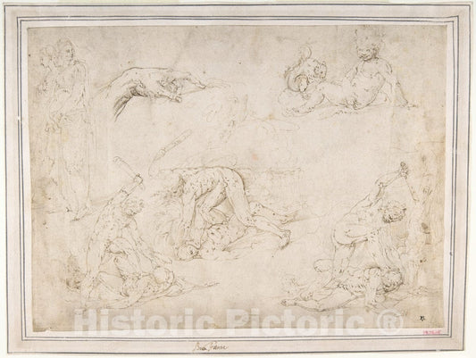 Art Print : Figure Studies - Artist: Battista Franco - Created: 1510–61 : Vintage Wall Art