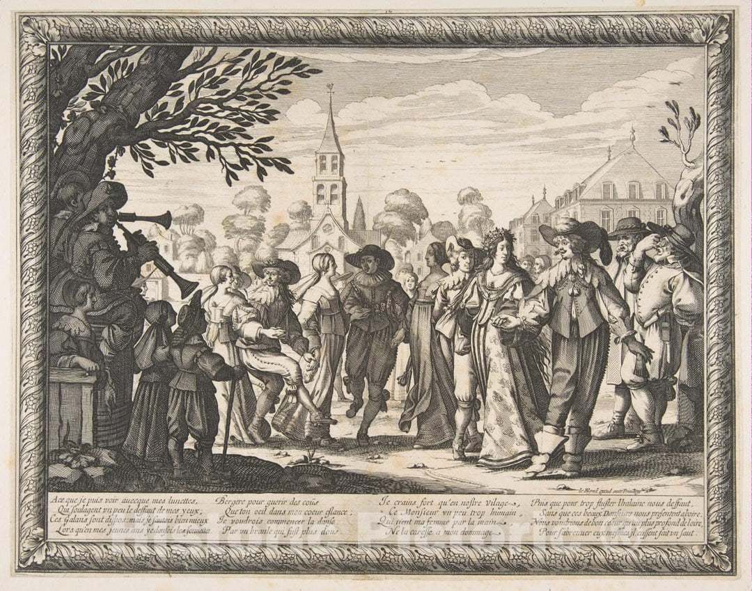 Art Print : Abraham Bosse - Dance on The Village Square 1 : Vintage Wall Art