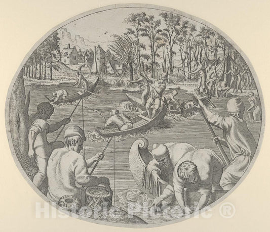 Art Print : Léon Davent - Fishing Scene 2 : Vintage Wall Art