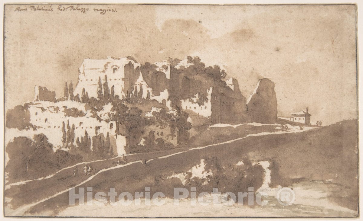 Art Print : Jan de Bisschop - View of The Palazzo Maggiore on The Palatine Hill, Rome : Vintage Wall Art