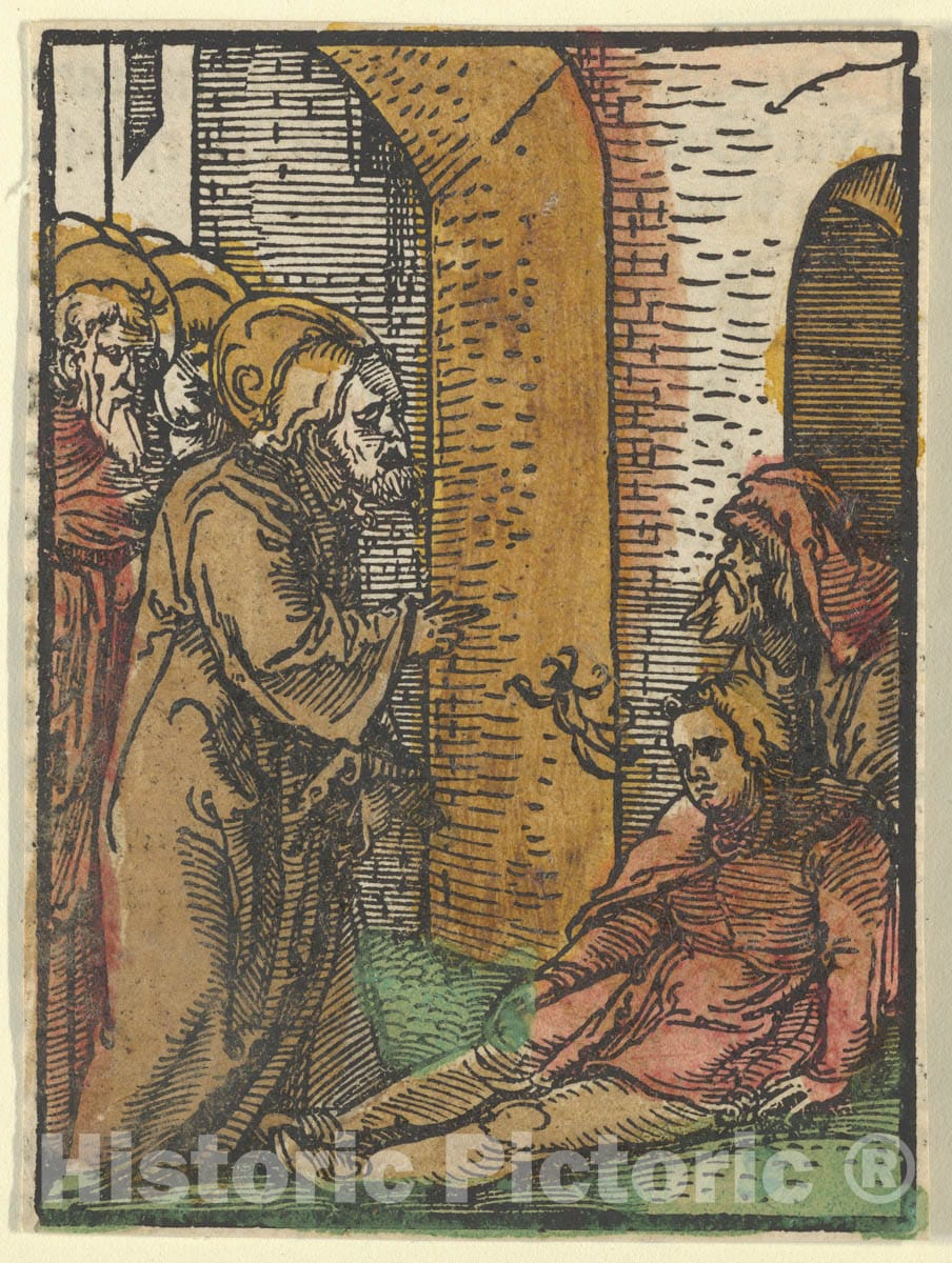 Art Print : Hans Schäufelein - Christ Healing The Possessed, from Das Plenarium : Vintage Wall Art