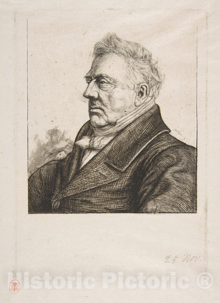 Photo Print : Charles Meryon - The Breton Archaeologist Louis Jacques Marie Bizeul, After a Historic Photograph : Vintage Wall Art