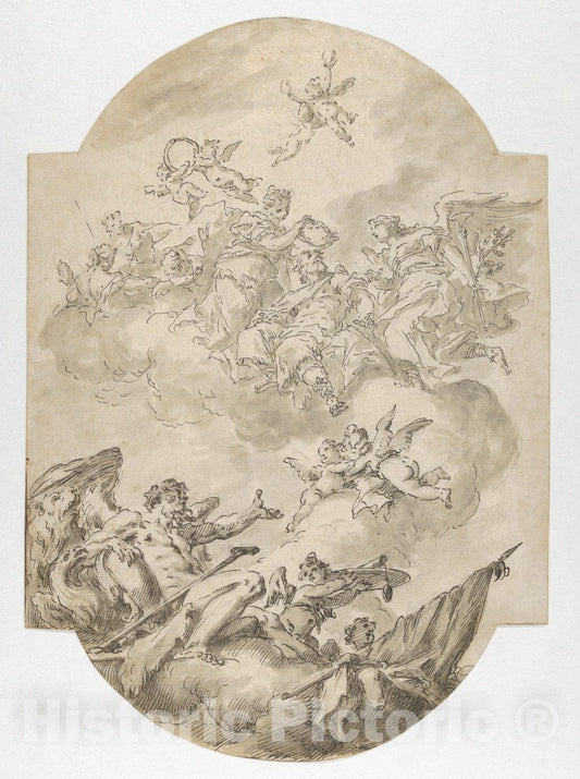 Art Print : Gaspare Diziani - Glorification of The Widmann Family : Vintage Wall Art