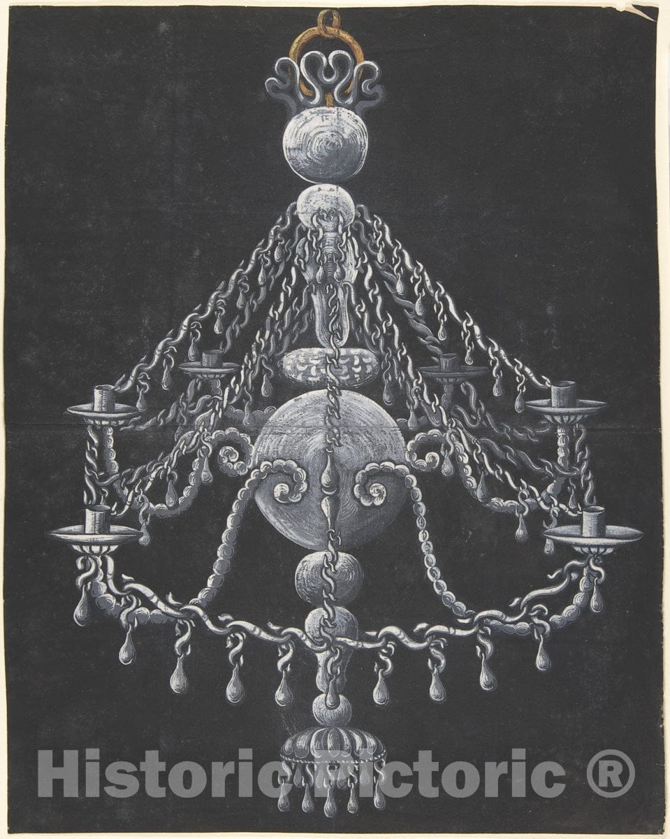Art Print : German, 18th Century - Design for a Chandelier : Vintage Wall Art