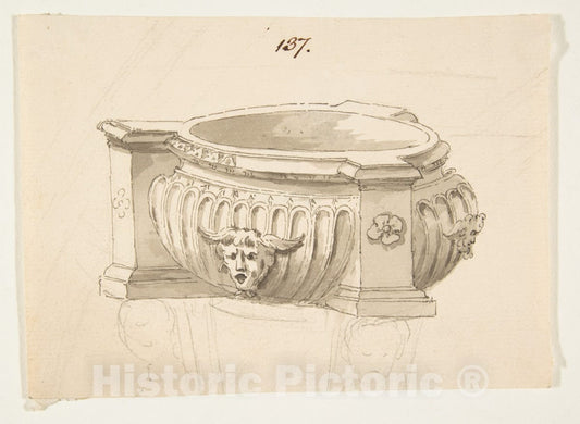 Art Print : French, 18th Century - Design for a Vessel 1 : Vintage Wall Art