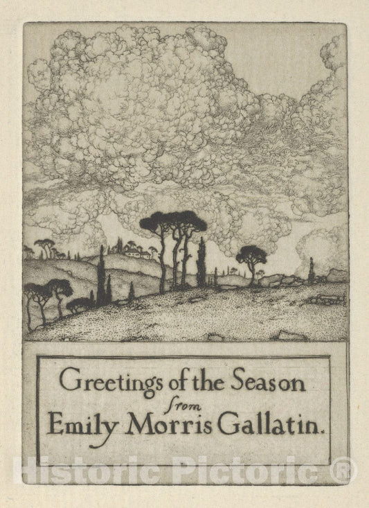 Art Print : Ernest Haskell - Greetings of The Season from Emily Morris Gallatin 3 : Vintage Wall Art