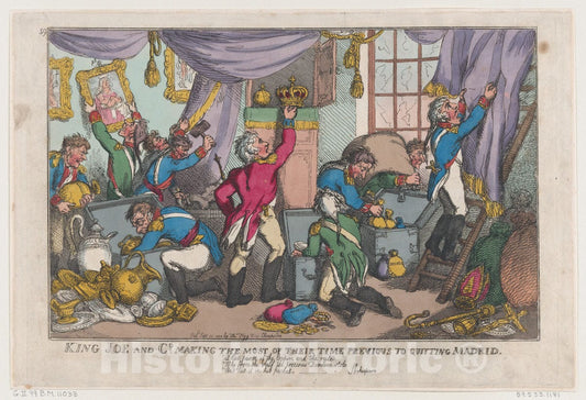 Art Print : Thomas Rowlandson - King Joe and Co. Making The Most of Their Time Previous to Quitting Madrid : Vintage Wall Art