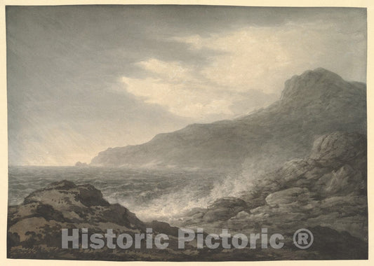 Art Print : John Glover - Barren Coast and Slight Storm : Vintage Wall Art