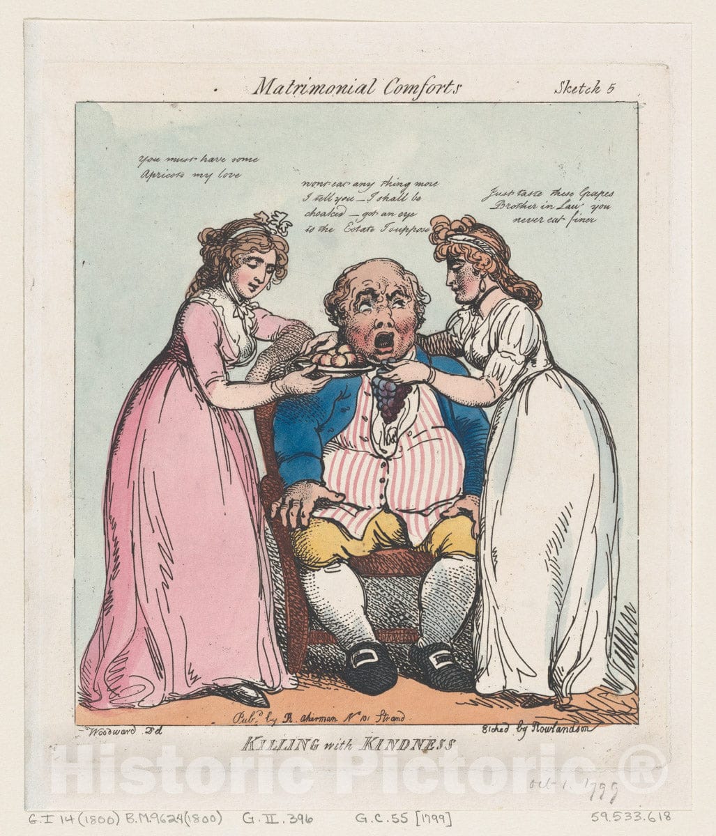 Art Print : Thomas Rowlandson - Killing with Kindness : Vintage Wall Art