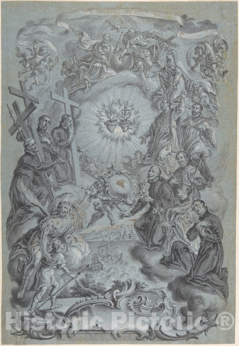 Art Print : A Study for a Frontispiece - Artist: Vitus Felix Rigl - Created: 1743–79 : Vintage Wall Art