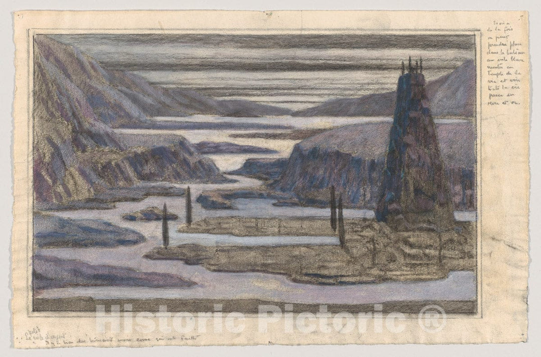 Art Print : Herbert E. Crowley - A Landscape, Possibly a Stage Set Design : Vintage Wall Art