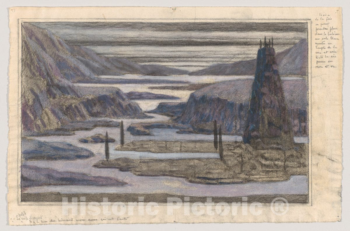 Art Print : Herbert E. Crowley - A Landscape, Possibly a Stage Set Design : Vintage Wall Art