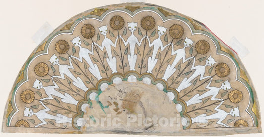 Art Print : Henri-Charles Guérard - Fan Design with Cats and Sunflowers : Vintage Wall Art