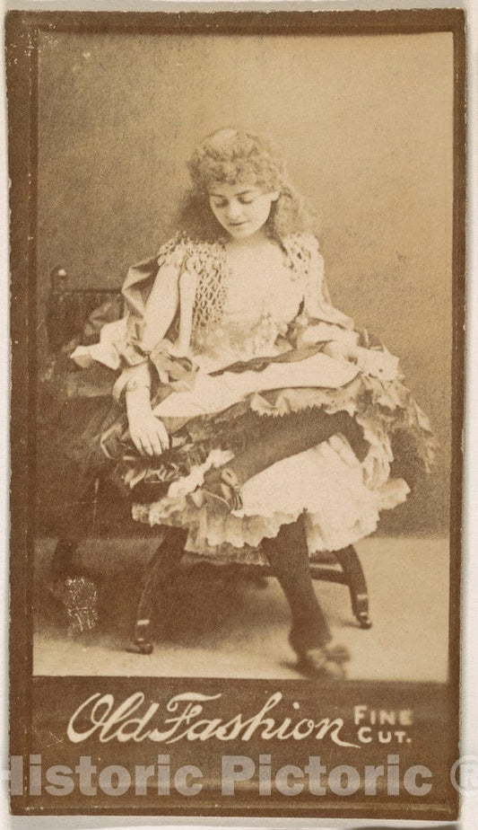 Photo Print : Actress Gazing Down at Lap, from The Actresses Series (N664) Promoting Old Fashion Fine Cut Tobacco : Vintage Wall Art