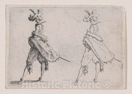 Art Print : Jacques Callot - Le Gentilhomme au Manteau Posé sur la Hanche (Gentleman with his Mantle on his Hip), from Les Caprices Series A, The Florence Set : Vintage Wall Art