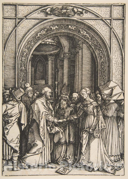 Art Print : Albrecht Dürer - The Betrothal of The Virgin, from The Life of The Virgin 2 : Vintage Wall Art