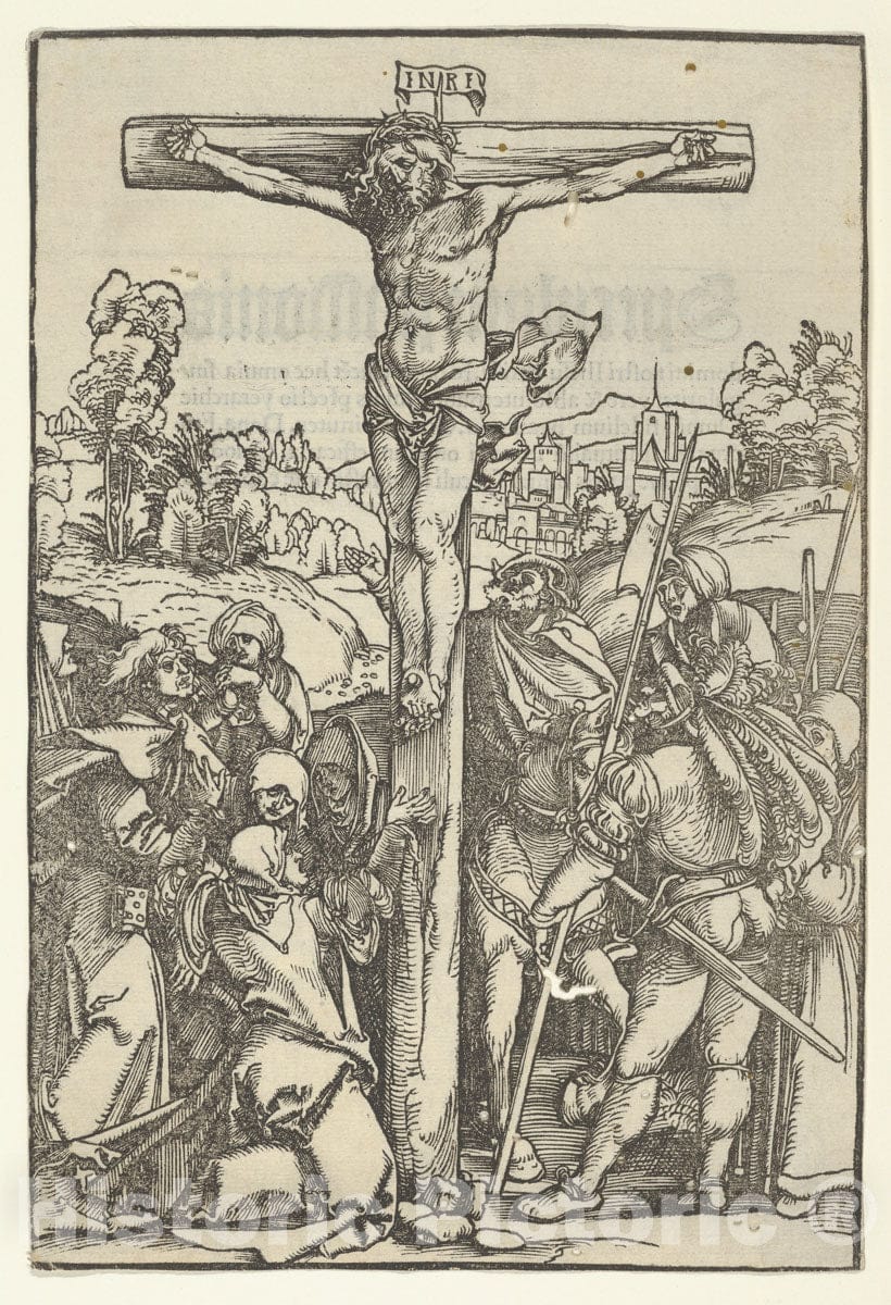 Art Print : Hans Schäufelein - The Crucifixion, from Speculum passionis Domini Nostri Ihesu Christi 2 : Vintage Wall Art