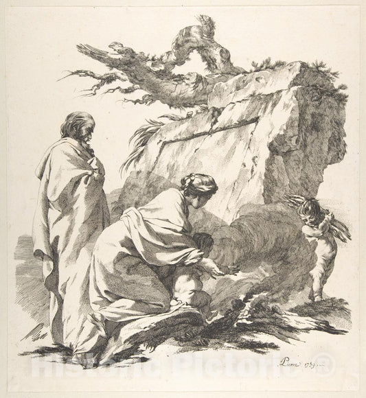 Art Print : Jean-Baptiste Marie Pierre - Flight Into Egypt : Vintage Wall Art