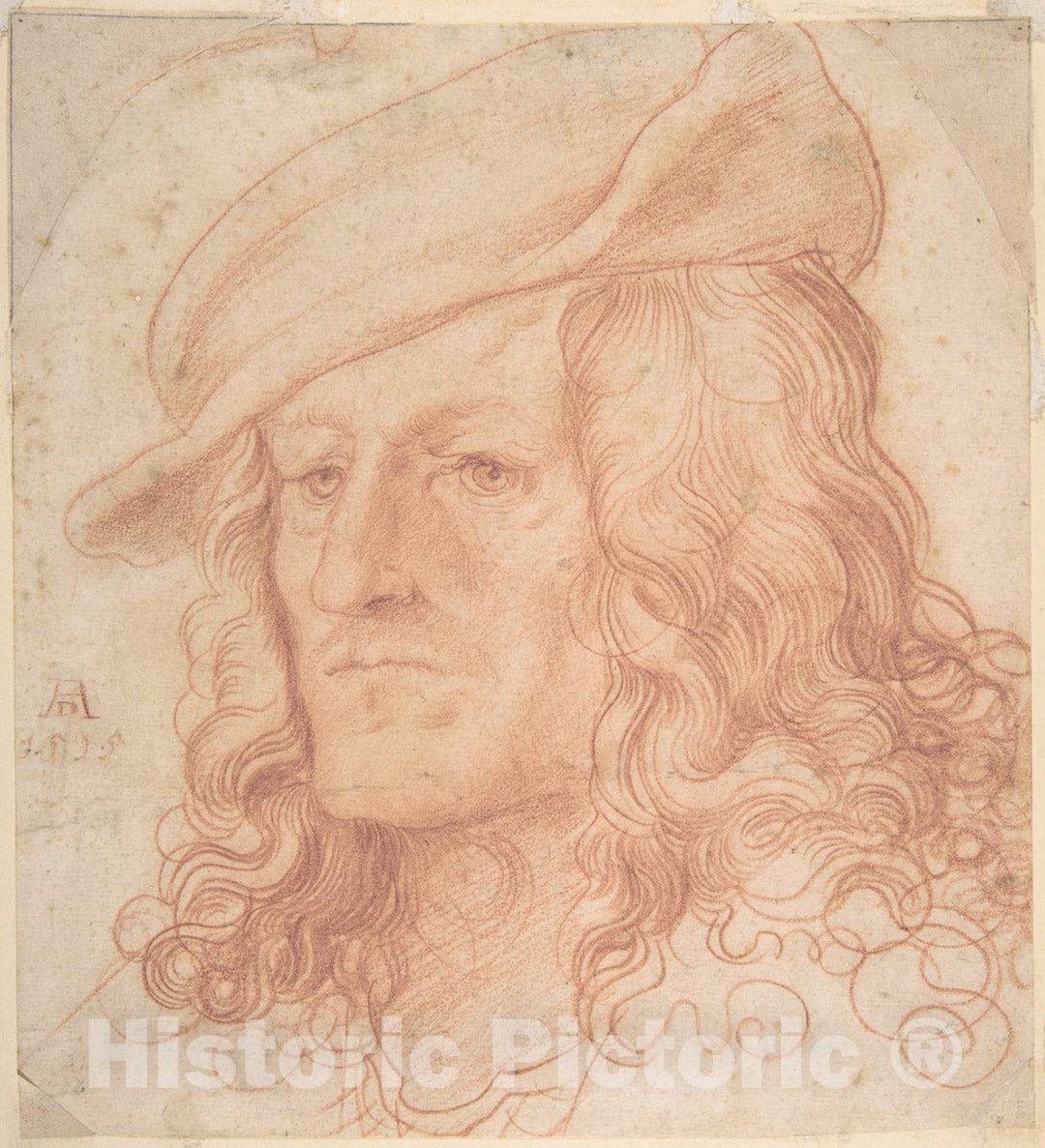 Art Print : Hans Schäufelein - Portrait of a Man, Bust-Length, Wearing a hat : Vintage Wall Art