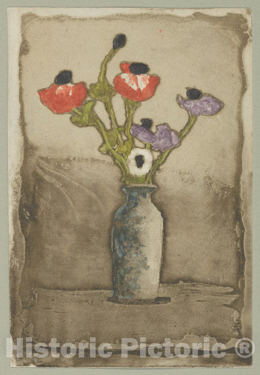 Art Print : Théodore Roussel - Anemonies : Vintage Wall Art