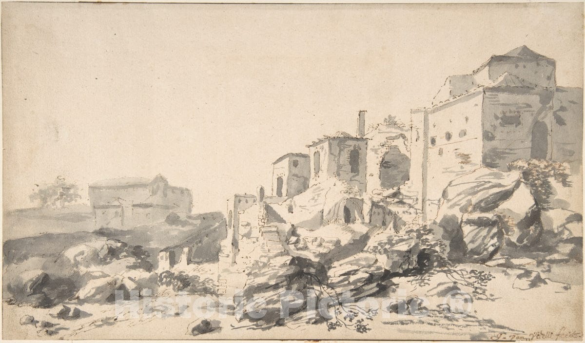 Art Print : Horatius de Hooch - View of Bomarzo : Vintage Wall Art