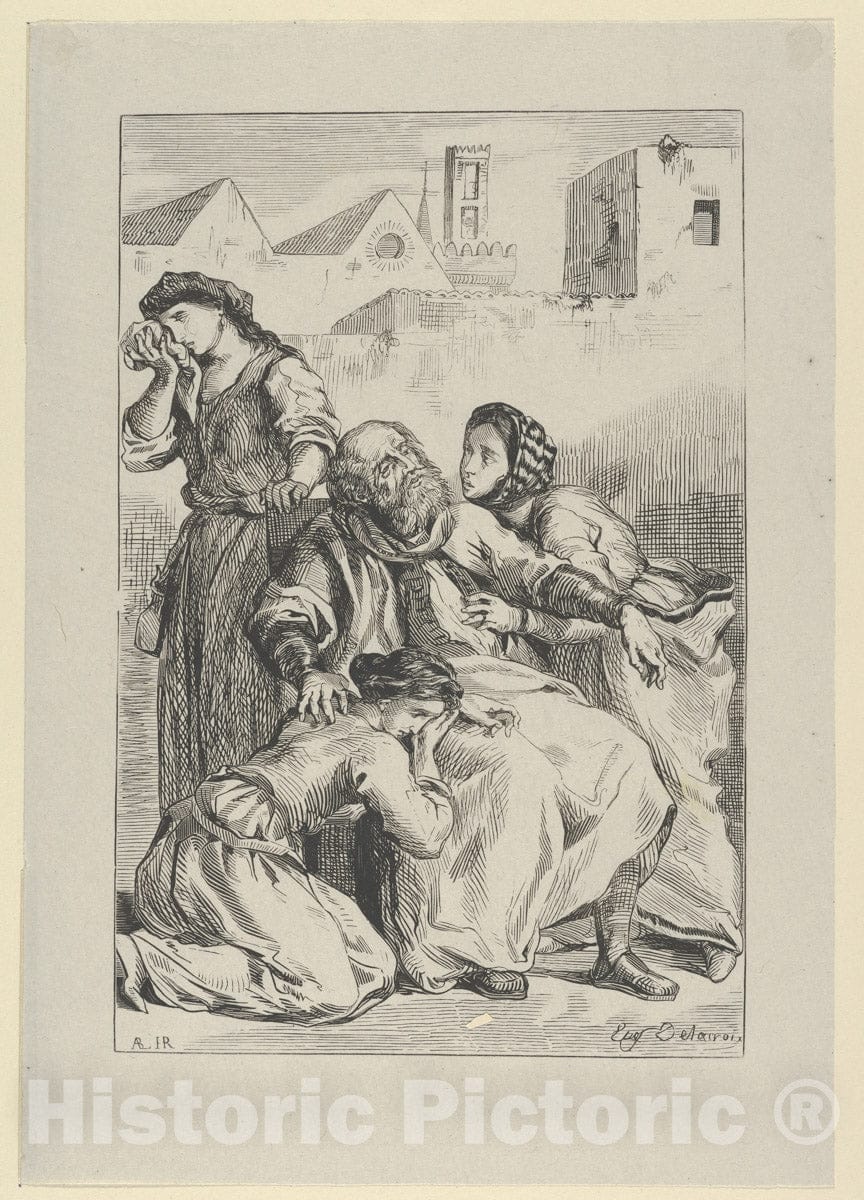Art Print : Eugène Delacroix - Death of Goetz von Berlichingen : Vintage Wall Art