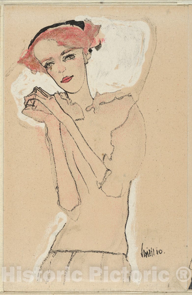 Art Print : Egon Schiele - Portrait of a Woman 3 : Vintage Wall Art