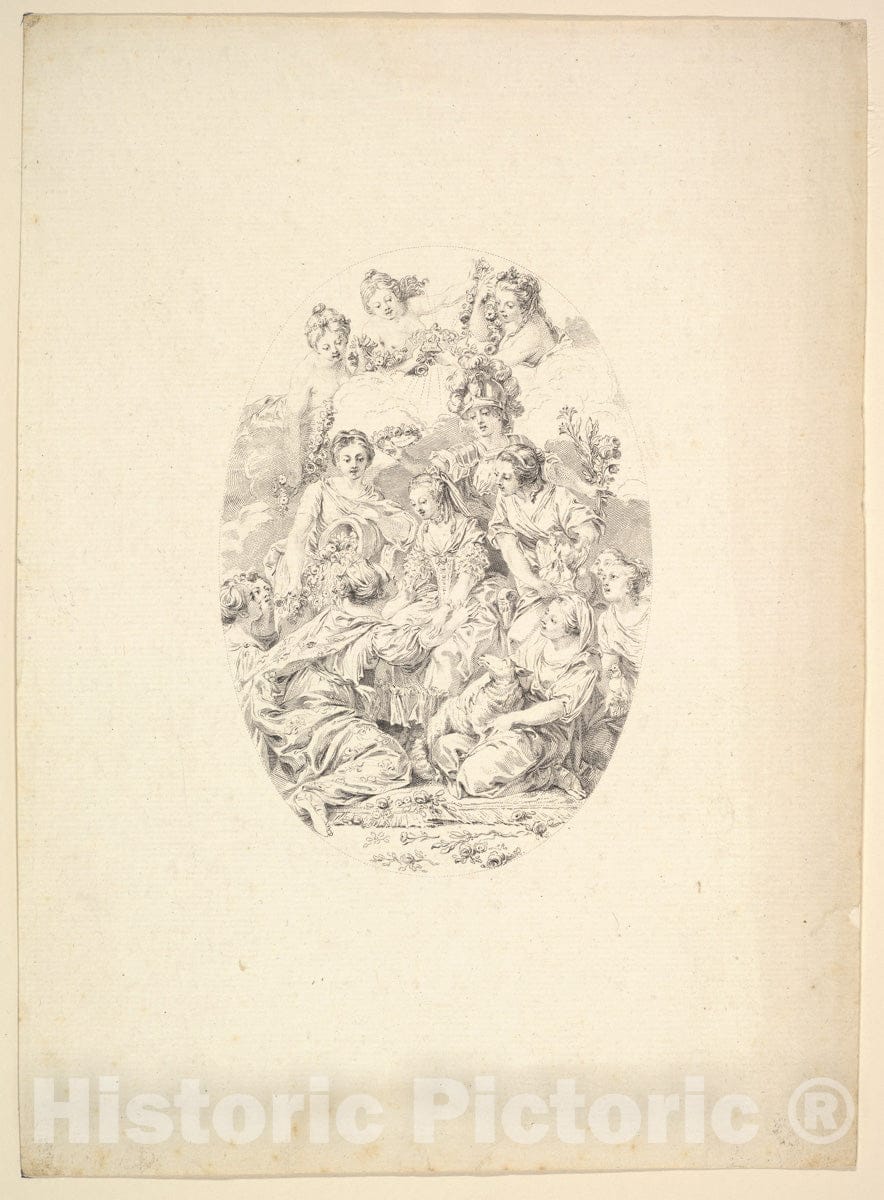 Art Print : Augustin de Saint-Aubin - Allegory of Marie Antoinette : Vintage Wall Art