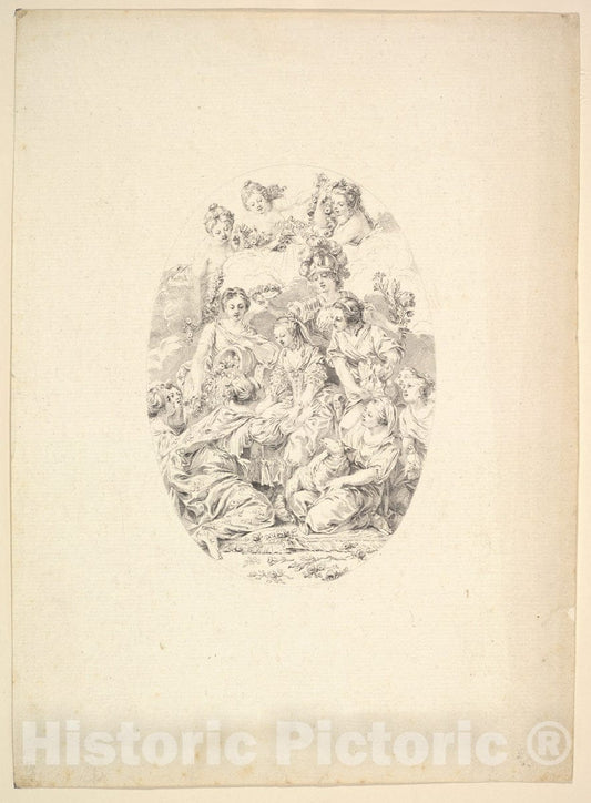 Art Print : Augustin de Saint-Aubin - Allegory of Marie Antoinette : Vintage Wall Art
