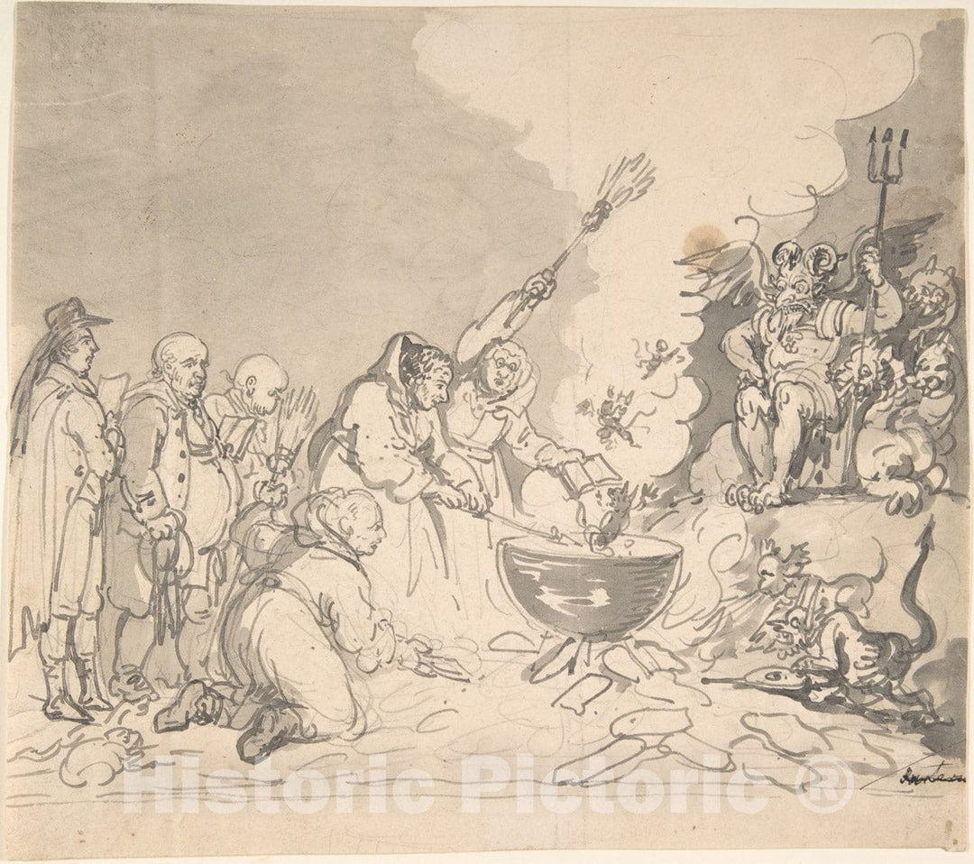 Art Print : Thomas Rowlandson - A Charm for Democracy, reviewed, analyzed, and Destroyed January 1, 1799 : Vintage Wall Art