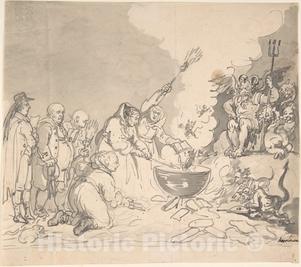 Art Print : Thomas Rowlandson - A Charm for Democracy, reviewed, analyzed, and Destroyed January 1, 1799 : Vintage Wall Art