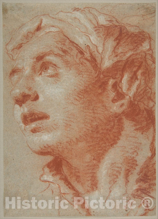 Art Print : Giovanni Battista Tiepolo - Head of a Young Man in Three-Quarter View. : Vintage Wall Art