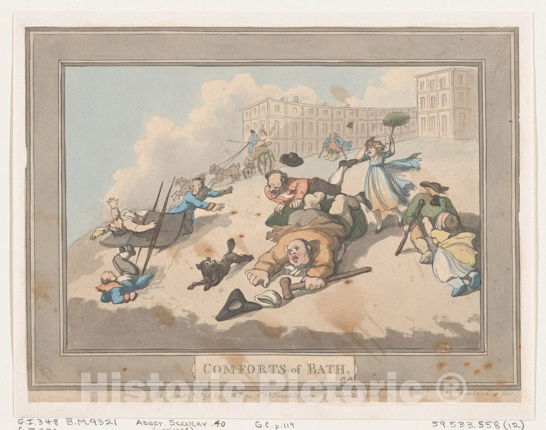 Art Print : Thomas Rowlandson - Comforts of Bath, Plate 12 1 : Vintage Wall Art