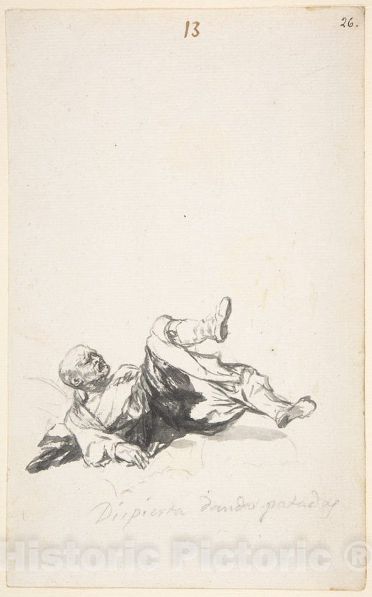 Art Print : Goya - He Wakes Up Kicking : Vintage Wall Art