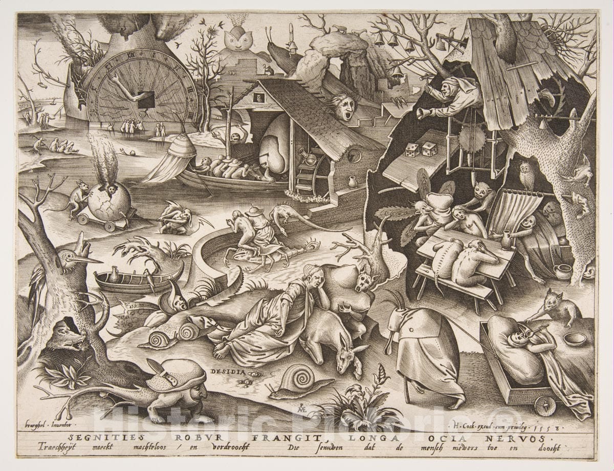 Art Print : Pieter Van der Heyden - Sloth (Desidia), from The Series The Seven Deadly Sins : Vintage Wall Art
