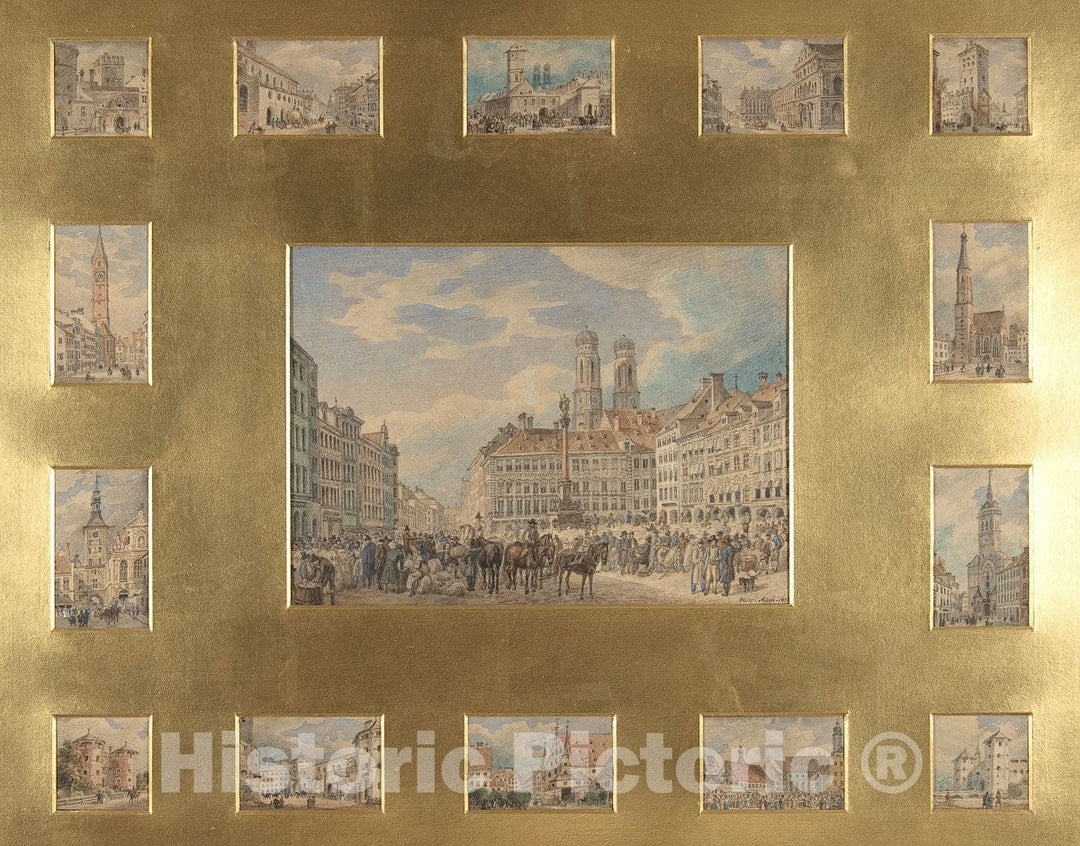 Art Print : Heinrich Adam - Fifteen Architectural Subjects: Views of Munich : Vintage Wall Art