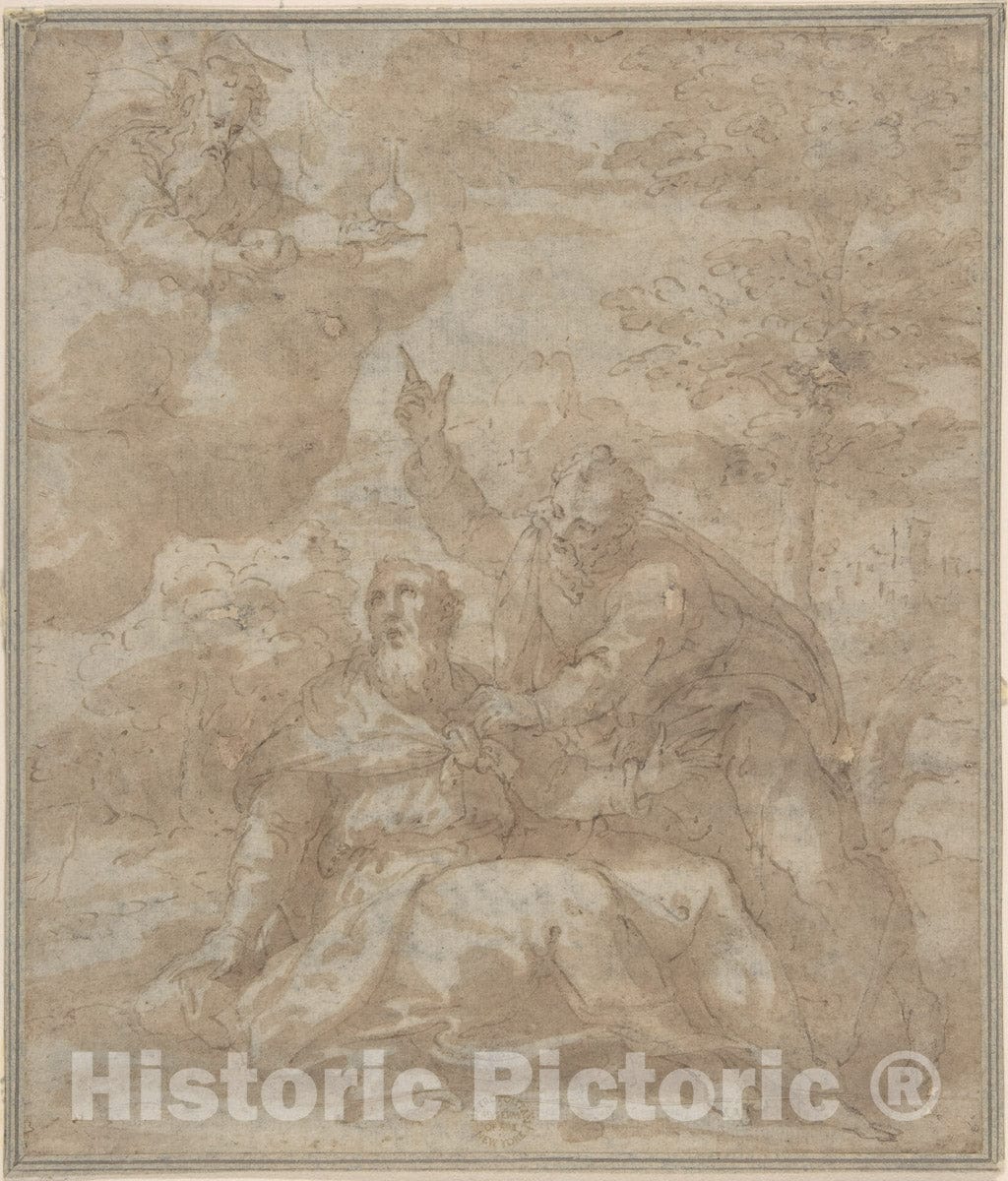 Art Print : Italian, Roman-Bolognese, 17th Century - Death of a Saint : Vintage Wall Art