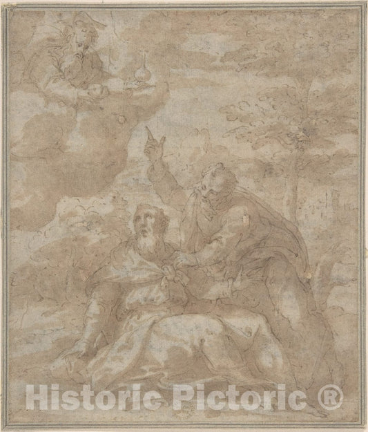 Art Print : Italian, Roman-Bolognese, 17th Century - Death of a Saint : Vintage Wall Art
