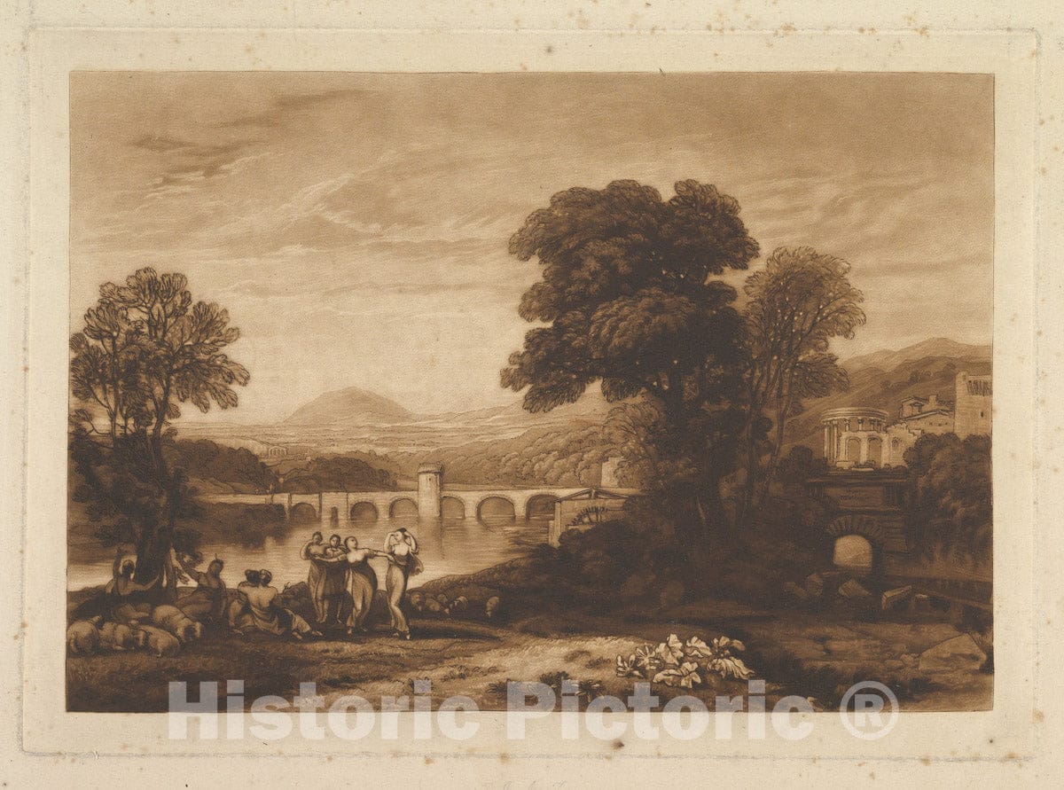 Art Print : Designed and Etched by Joseph Mallord William Turner - Apuleia in Search of Apuleius (unpublished Plate, Liber Studiorum) 1 : Vintage Wall Art