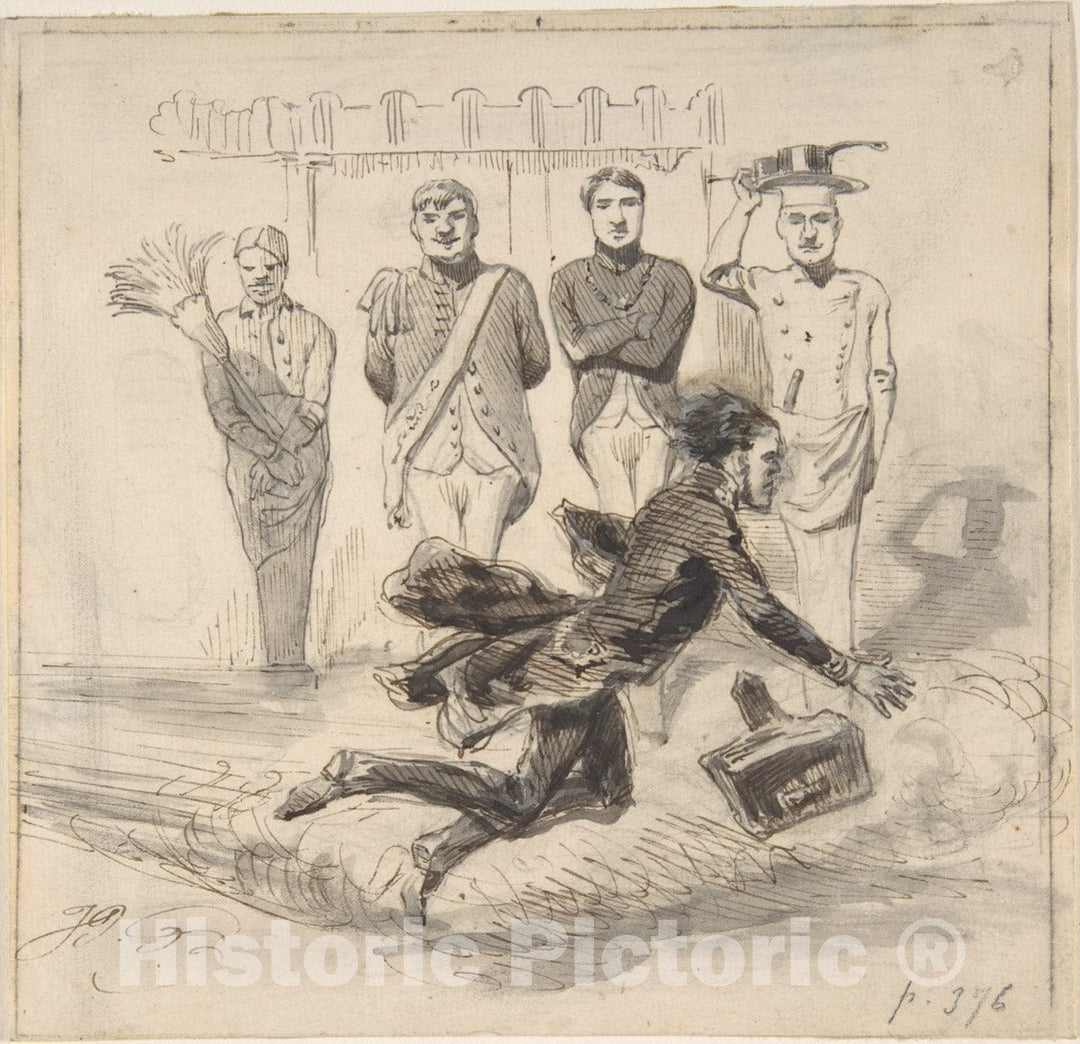 Art Print : J. J. Grandville - Illustration in Jérôme Paturot, by Louis Reybaud, Paris, 1846 1 : Vintage Wall Art