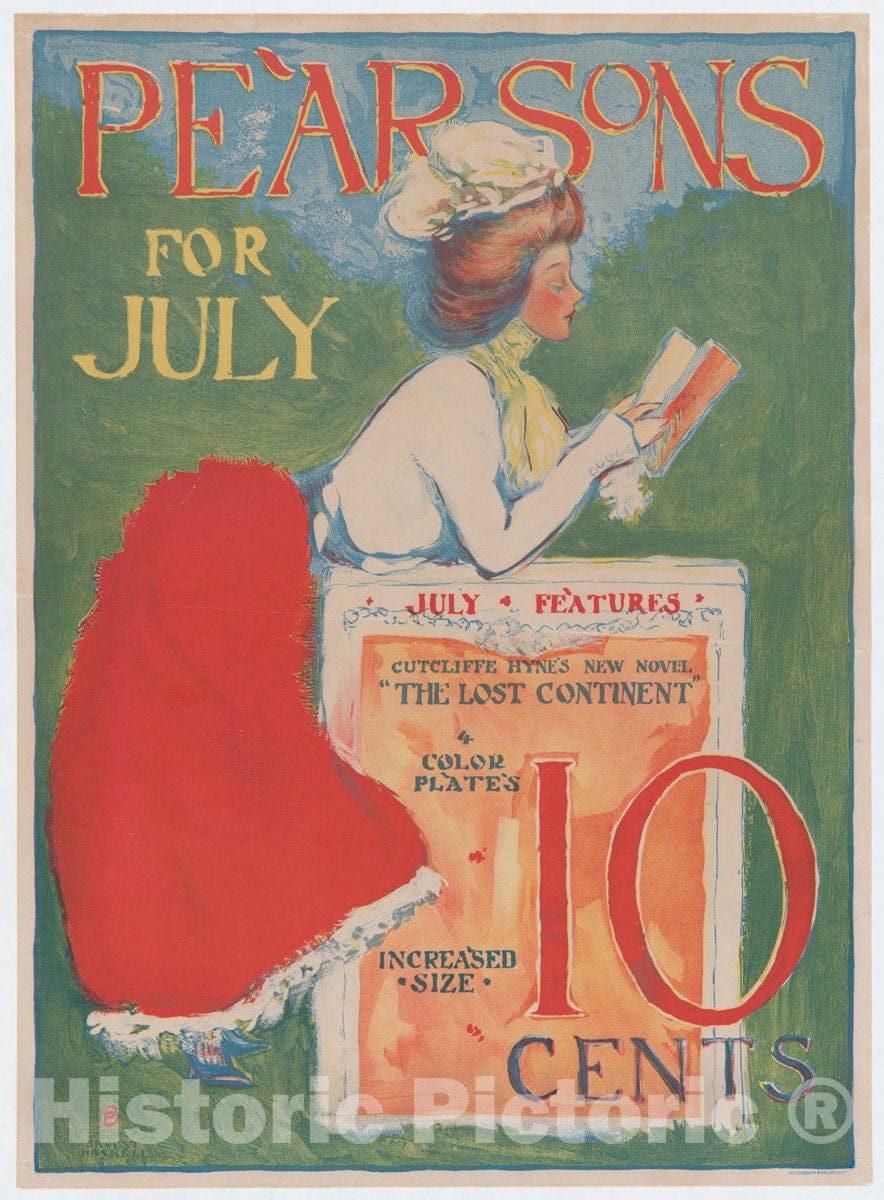 Art Print : Ernest Haskell - Pearsons for July : Vintage Wall Art