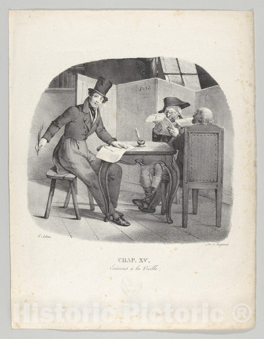 Art Print : Victor Adam - Chap. XV: Ecrivons à la Vielle (Writings for The Elderly) : Vintage Wall Art